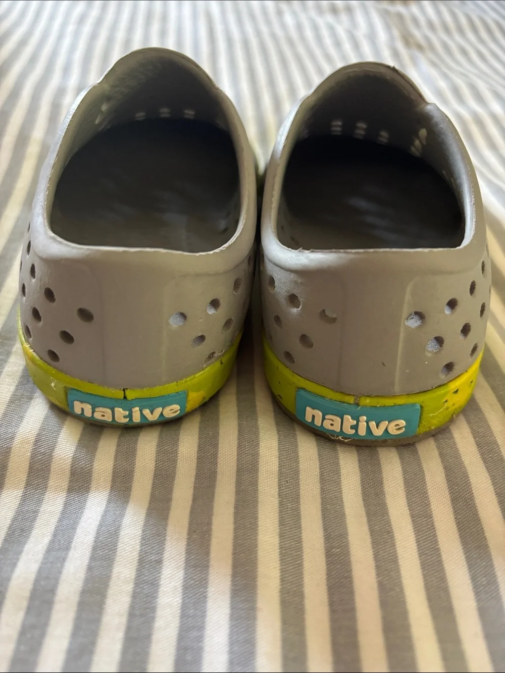 Native Kids Slip-On Water Shoes in Gray and Neon Green